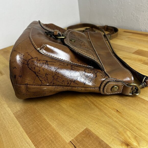 Patricia Nash Tuscania Leather Shoulder Bag Cross Body Purse Signature Map Print - Picture 4 of 15